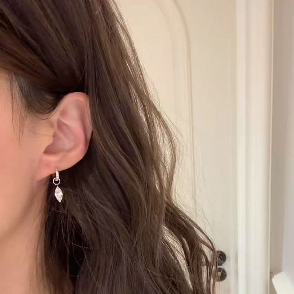 Pure Silver S925 Mermaid Tears Drop Niche Design Full Diamond Exquisite Light Luxury Hoop Earrings Ear Jewelry