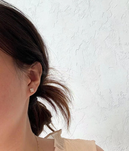 Italian Vintage Brushed Light Luxury High-End Jewelry925Sterling Silver Threaded Earrings Classic Four-Leaf Clover Threaded Earrings