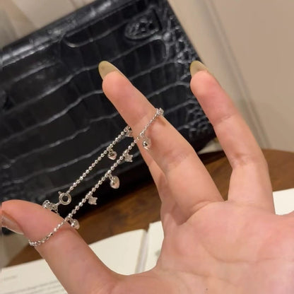 Pure Silver S925 Italian Vintage Brushed Light Luxury High-End Jewelry High Carbon Diamond Heart Bracelet Adjustable