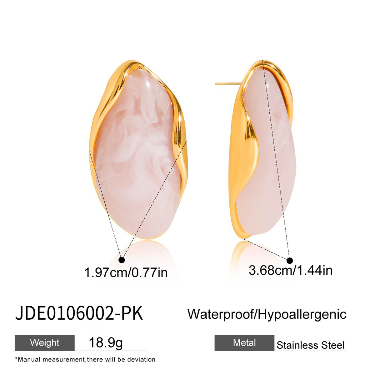 Stainless Steel Melad Resin Earrings Niche High-End Feel Ear Jewelry Titanium Steel Accessories Women's Hot Item