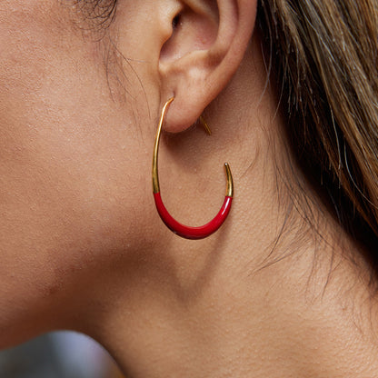 Stainless Steel Oil Drop C-shaped Hoop Earrings Light Luxury High-end Feel Autumn Winter Ear Accessories Titanium Steel Jewelry