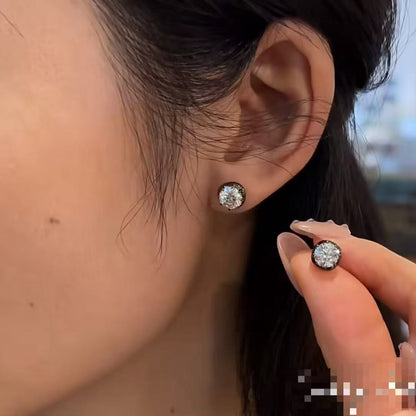 Pure Silver S925 High Carbon Diamond Black Gold Bubble Earrings for Women New Niche High-end Versatile Elegant Light Luxury Ins Style