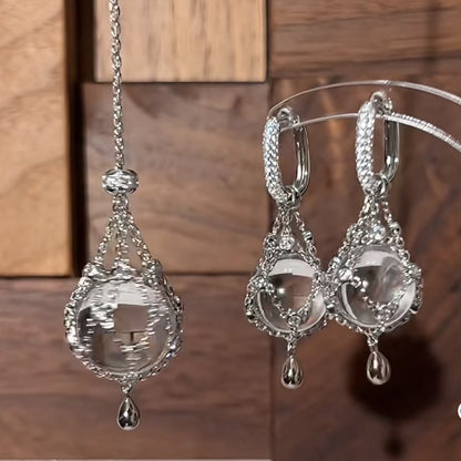 Pure Silver S925 Net Pocket Double A White Crystal & Swarovski Pearl Earrings Light Luxury High-end Earrings Fashion Ins Style Elegant