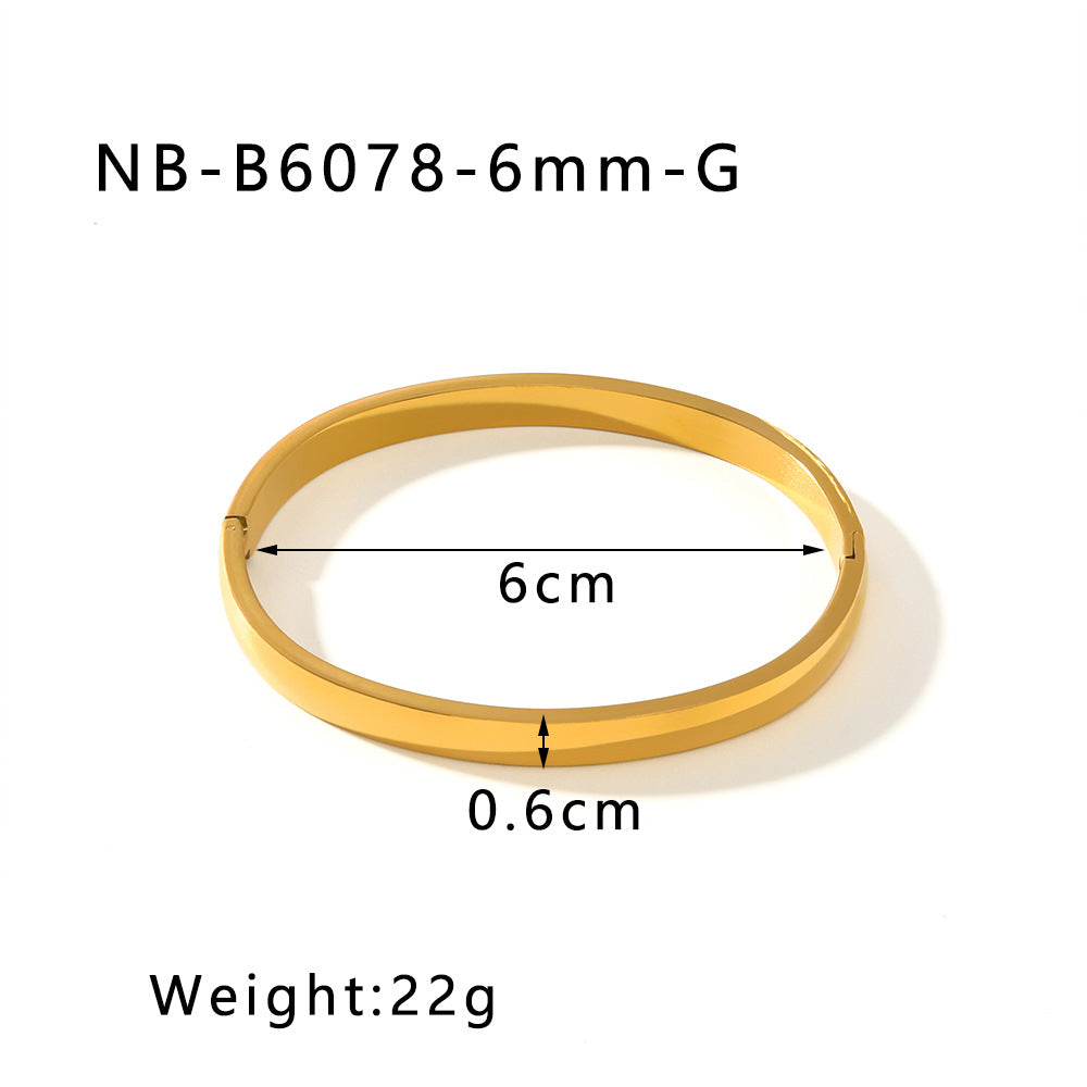 Hot-Selling Zircon Heart-Shaped Quadrilateral Geometric White Zircon Green Zircon Titanium Steel Real Gold Plated Color-Retaining Jewelry Bracelet
