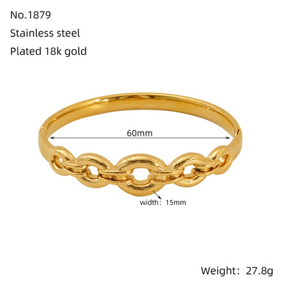 Hot-Selling Non-Fading Bracelet Titanium Steel Gold Wide Open Versatile Cuban Diamond-Studded Bracelet Factory Direct Sale