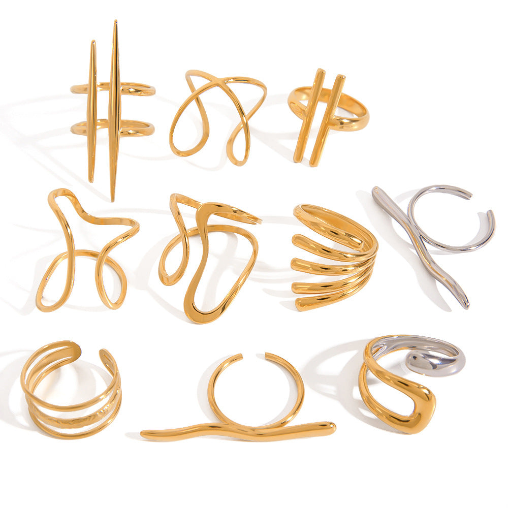 Stainless Steel Irregular Ring High-End Niche Open Ring Titanium Steel Hand Jewelry Ring