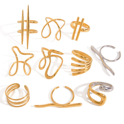 Stainless Steel Irregular Ring High-End Niche Open Ring Titanium Steel Hand Jewelry Ring