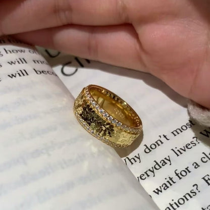 Pure Silver S925 CNC Craft Ice Crush Ring Sparkling Simple Exquisite High-end Fashion