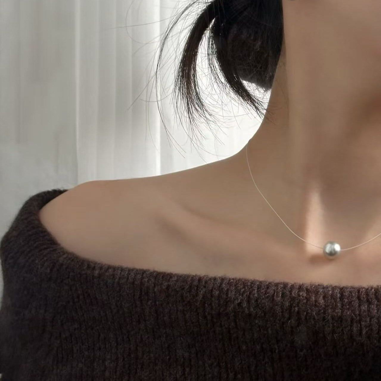 Light Luxury Niche French Retro Classic Versatile High-End Elegant Fish Line Shijia Pearl Necklace Collarbone Chain