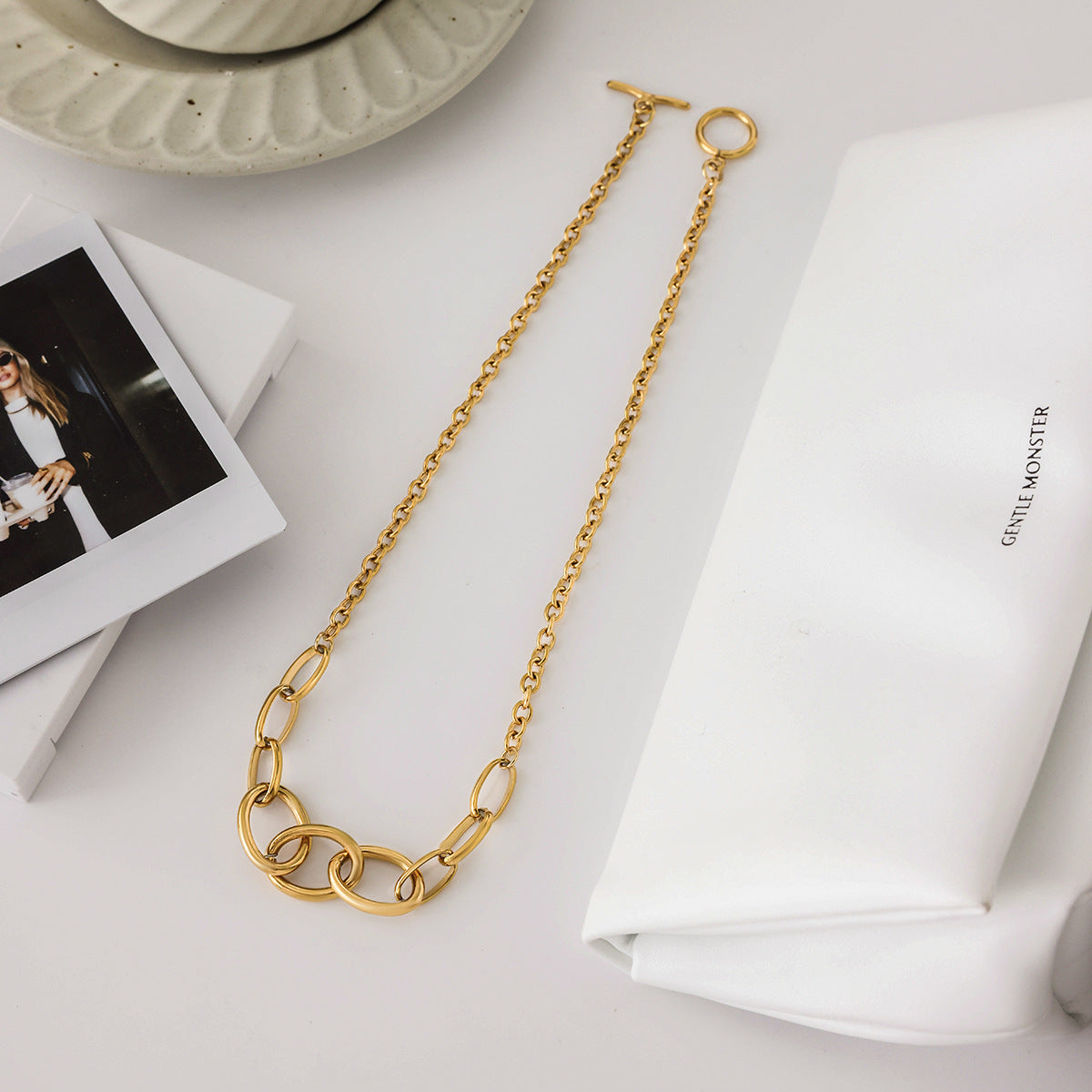 Stainless Steel Metal Chain Necklace Light Luxury High-end Clavicle Chain Non-fading Titanium Steel Jewelry