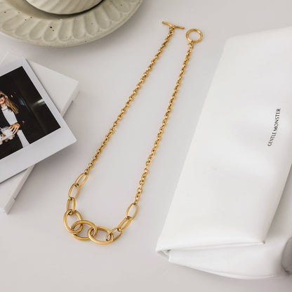 Stainless Steel Metal Chain Necklace Light Luxury High-end Clavicle Chain Non-fading Titanium Steel Jewelry