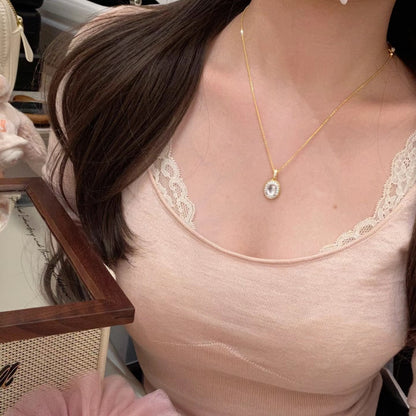 Italian Craft Pure Silver S925 18K Gold Plated Necklace Vintage Chinese Style Foam Jade Pendant Necklace Collarbone Chain