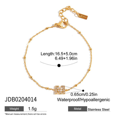 Jie Ding Stainless Steel Rhinestone Buckle Bracelet Light Luxury High-Grade Jewelry Women's Non-Fading Titanium Steel Ornament