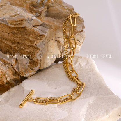 Stainless Steel OT Buckle Plain Circle Multi-layer Bracelet High-end Ins Style Titanium Steel Hand Jewelry for Women
