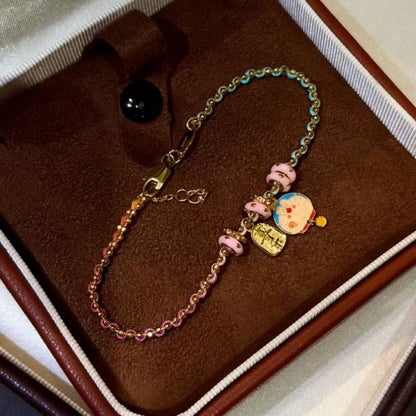 Dopamine Colorful Gradient Braided Rope Doraemon Ding Dong Cat Fun Bracelet