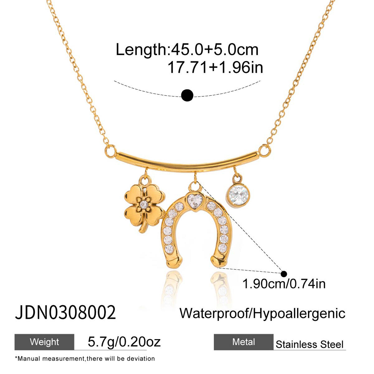 Titanium Steel Zircon Necklace Light Luxury High-end Oil Drop Earrings Horseshoe Series Bracelet Stainless Steel Jewelry