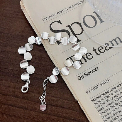 S925Silver Personality Smooth Small Round Irregular Bracelet for Women, Niche Design, High-end Fashion Bracelet