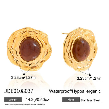 Resin Bracelet Stainless Steel Amber Acrylic Earrings High-end Earrings Titanium Steel Jewelry