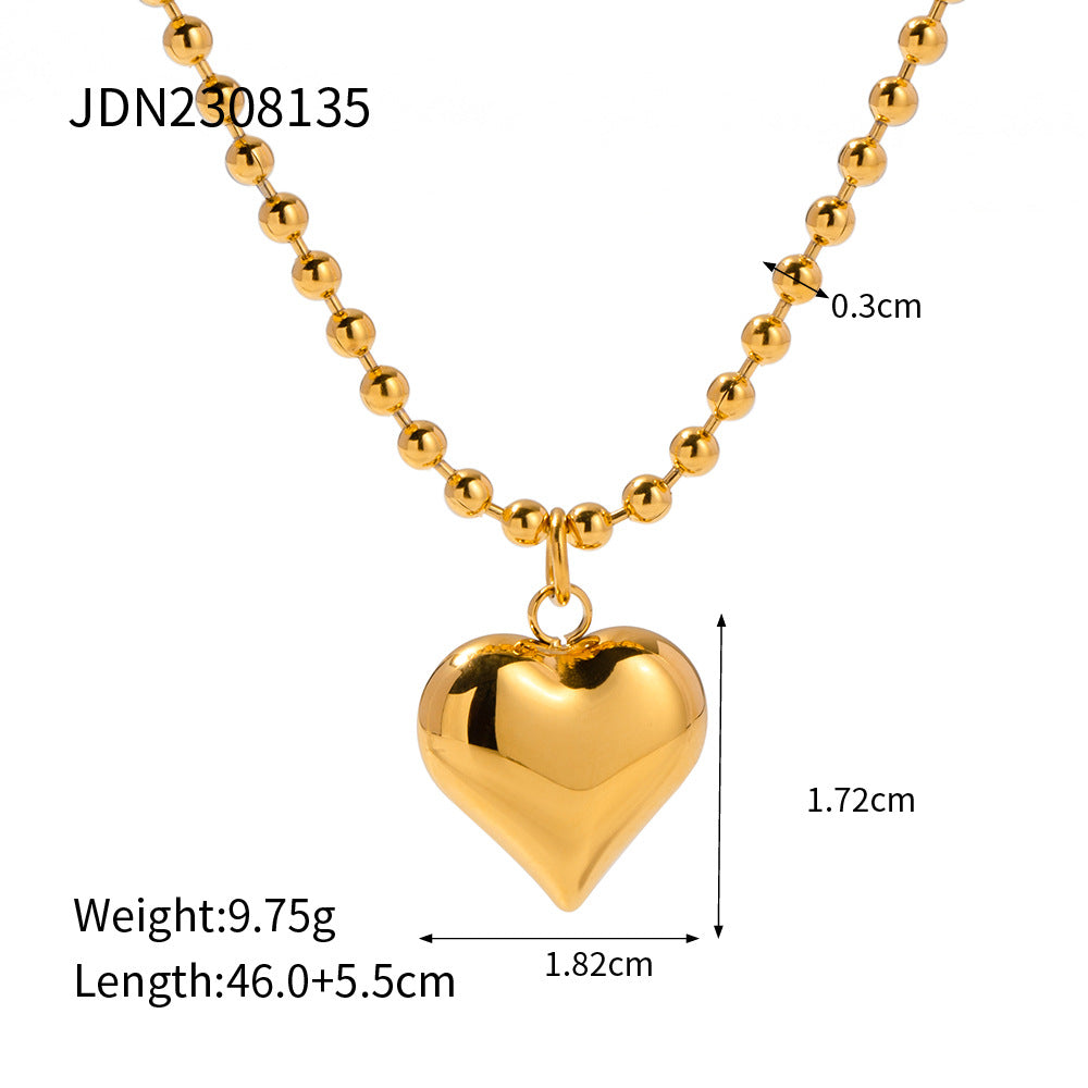 Stainless Steel Heart Pendant Necklace High-End Collarbone Chain Titanium Steel Jewelry Necklace