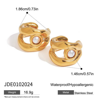 Pearl Ear Clip Stainless Steel Earrings Light Luxury High-end Earrings Niche Design Titanium Steel Jewelry