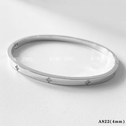 Stackable Irregular Texture Heart Jewelry Set Stainless Steel Vacuum Plating Non-Fading Autumn Winter Bracelet Bangle