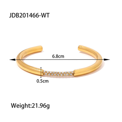 Stainless Steel Zircon Bracelet High-End Ins Open Bangle Titanium Steel Jewelry Bracelet