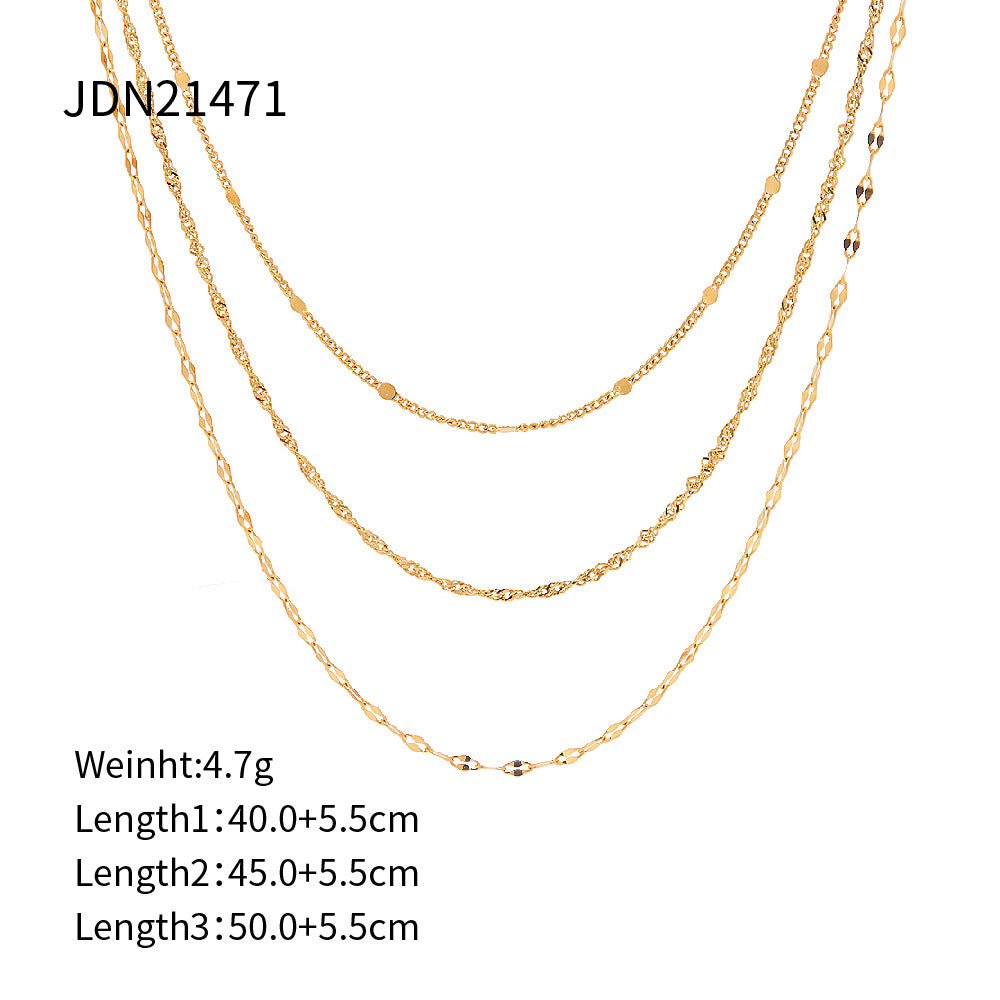 Three-layer Stacked Titanium Steel Necklace Accessories for Women, Light Luxury High-end Clavicle Chain Stainless Steel Jewelry
