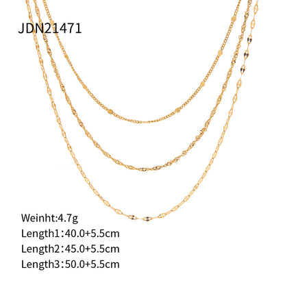 Three-layer Stacked Titanium Steel Necklace Accessories for Women, Light Luxury High-end Clavicle Chain Stainless Steel Jewelry