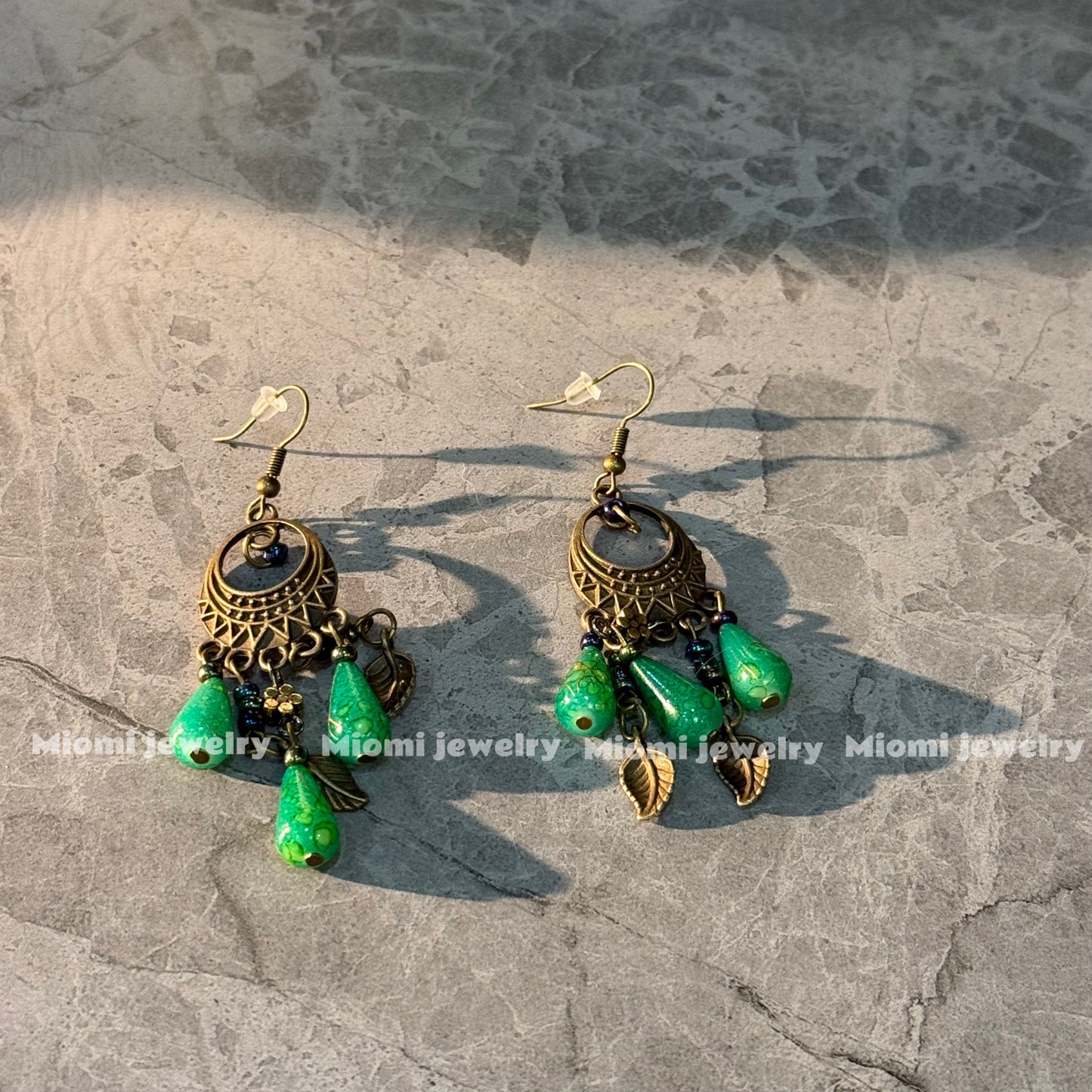 green boho Vintage earring