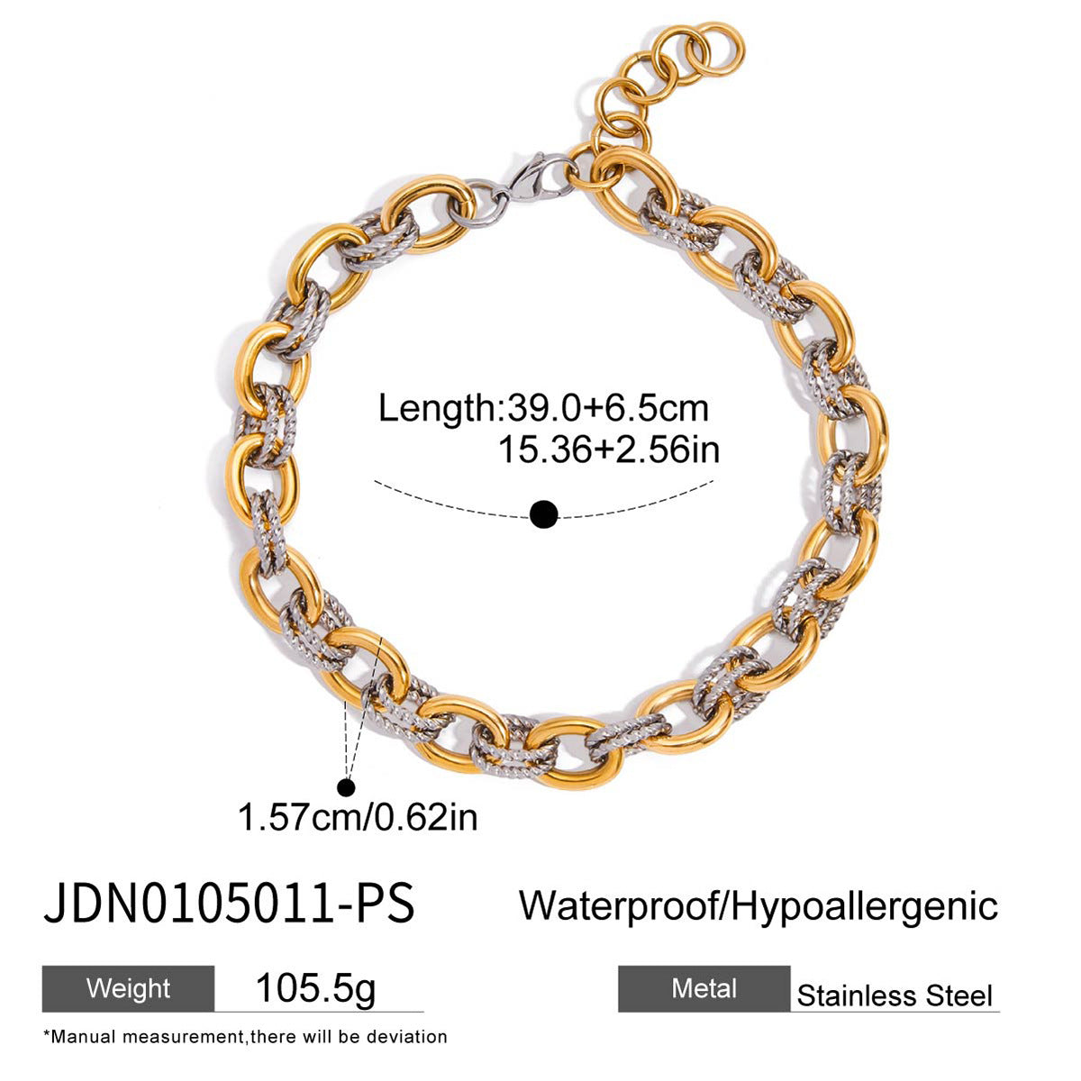 Stainless Steel Color Block Bracelet High-End Feel Hand Jewelry Titanium Steel Necklace Metal Style Bracelet