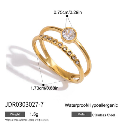 Zircon Ring Titanium Steel Non-Fading Jewelry Light Luxury High-End Feel Ring Hot-Selling Accessories Ring