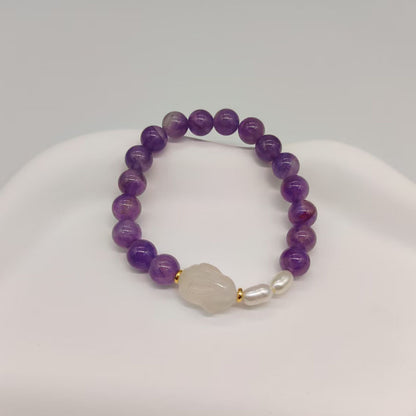 Violet Chalcedony Lychee Jelly Amethyst Bracelet for Women Rabbit Girlfriends Strawberry Crystal Bracelet