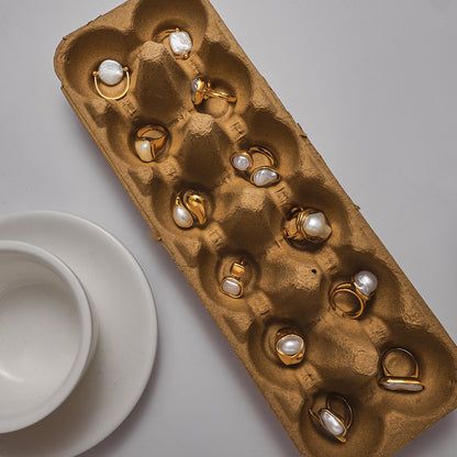 Titanium Steel Pearl Ring Niche High-end Non-fading Hand Jewelry Stainless Steel Accessories Rings