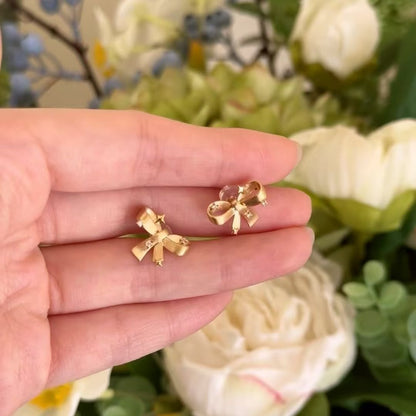 Italian Vintage Craftsmanship Light Luxury High-End Feel 925 Sterling Silver Bowknot Brushed Earrings