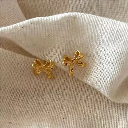 S925 Sterling Silver Exquisite Bowknot Earrings for Women Simple Ins Style Petite Elegant Ear Jewelry