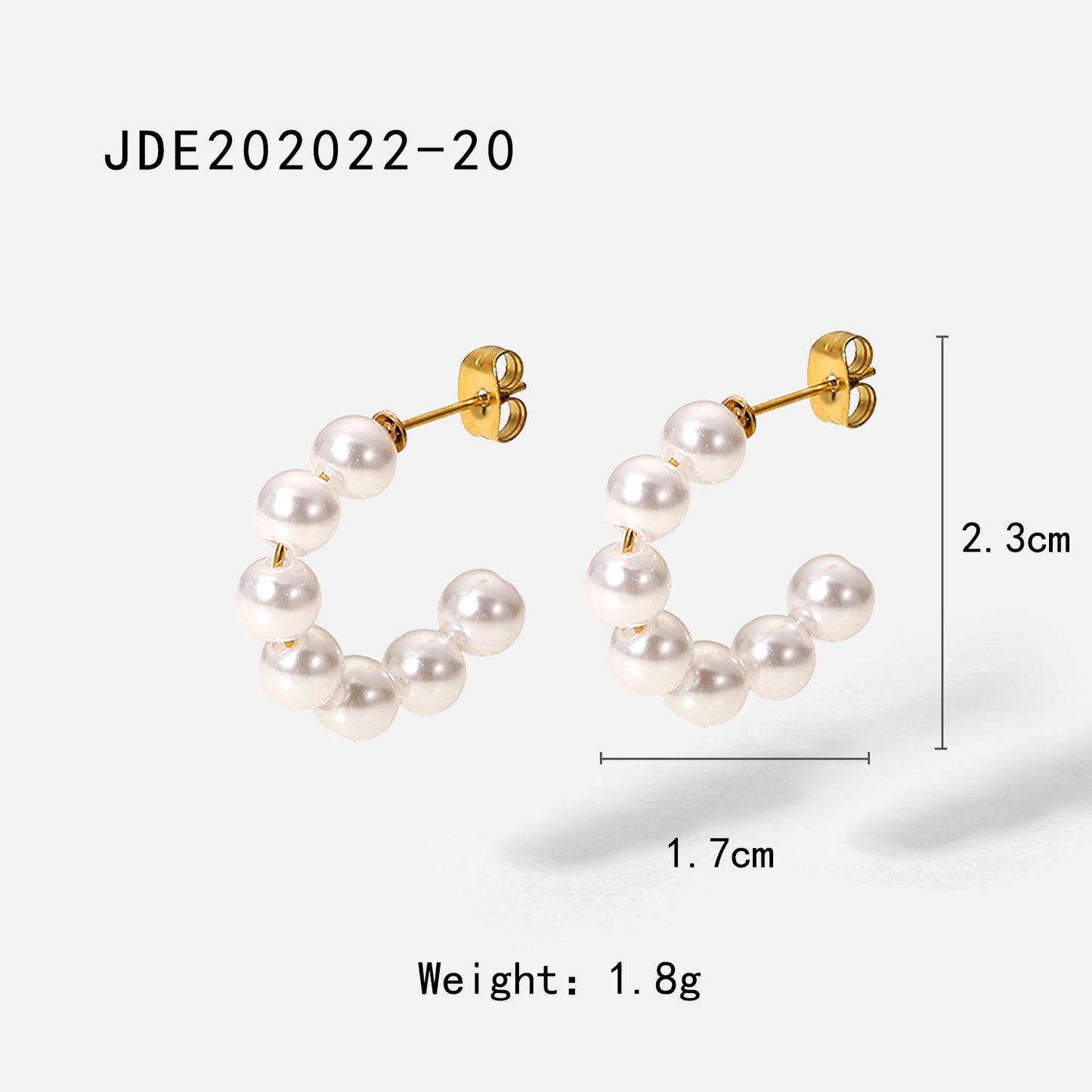 INS Style Internet Celebrity Same Style 18K Gold Stainless Steel Earrings Fashionable Personality Pearl Earrings Hoop Earrings Women's Jewelry
