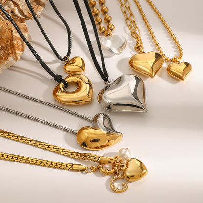 Stainless Steel Heart Pendant Necklace High-End Collarbone Chain Titanium Steel Jewelry Necklace