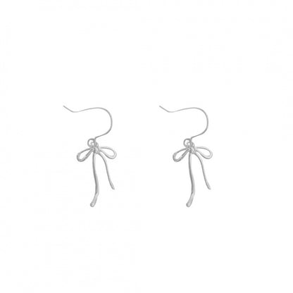 S925 Sterling Silver Bow Ribbon Earrings for Women Korean Niche Design High-end Feel Popular Stud Earrings