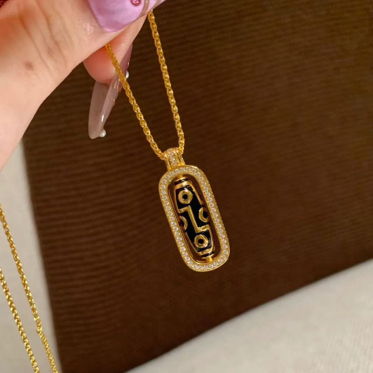 Pure Silver S925 Light Luxury Inlaid Diamond Rotatable Dzi Bead Vajra Necklace New Chinese Style Versatile Necklace for Women