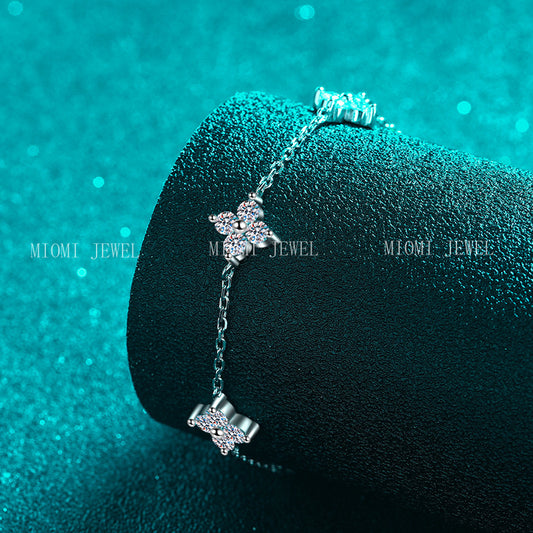 XDY925 Sterling Silver Bracelet Plated with PT950 Gold Moissanite Star Bracelet Korean Style Minimalist Fashion Hexagram Bracelet