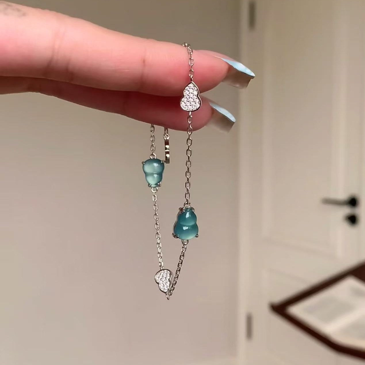 Pure Silver S925 African Jade Gourd Bracelet High-End Niche Exquisite Fashion