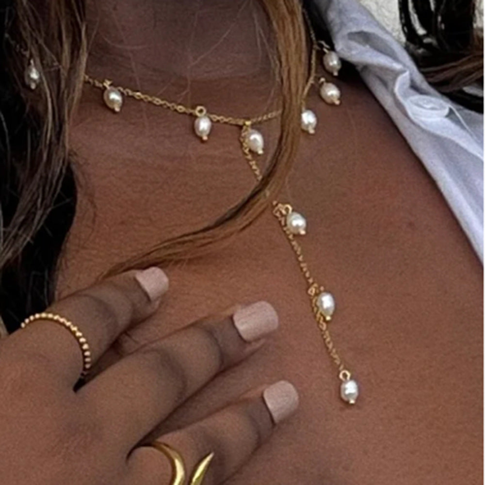 Titanium Steel Cross Long Necklace Light Luxury High-end Y-shaped Chain Stainless Steel Jewelry Sweater Chain