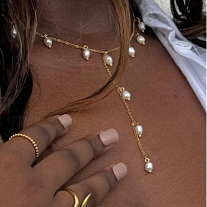 Titanium Steel Cross Long Necklace Light Luxury High-end Y-shaped Chain Stainless Steel Jewelry Sweater Chain