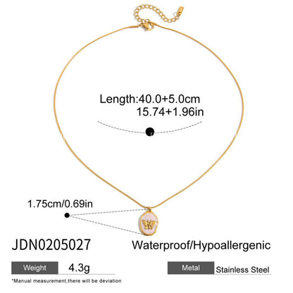 Stainless Steel 18k Gold Colorful Heart Pendant Necklace Layered Simple High-end Collarbone Chain