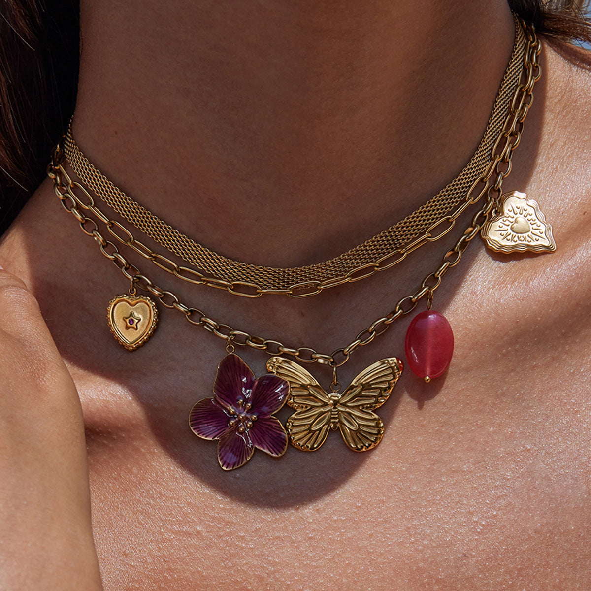 Stainless Steel Necklace Light Luxury High-end Bracelet Titanium Steel Jewelry Hot-selling Accessories for Women Non-fading