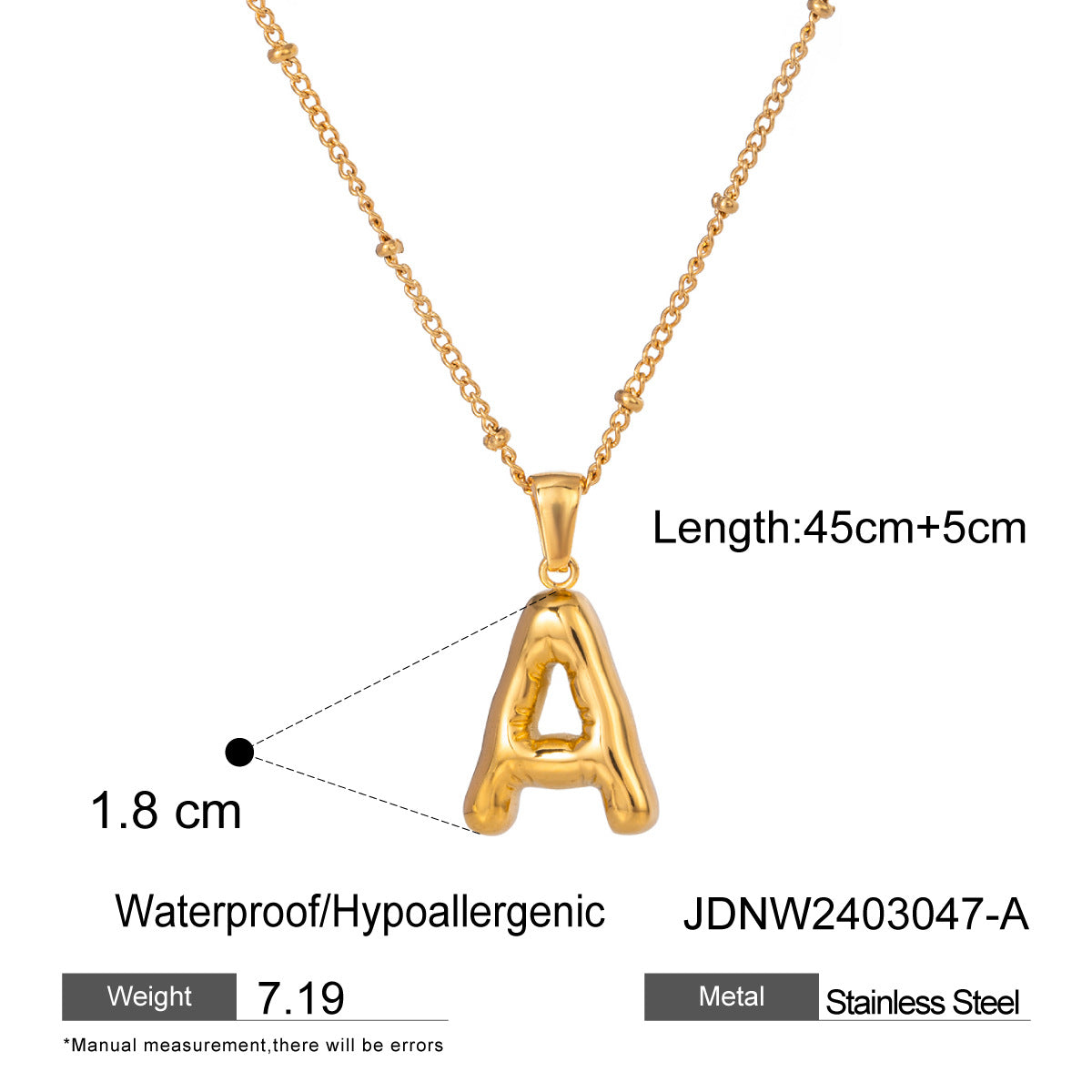Stainless Steel Letter Necklace Pendant High-End Clavicle Chain Titanium Steel Jewelry Necklace
