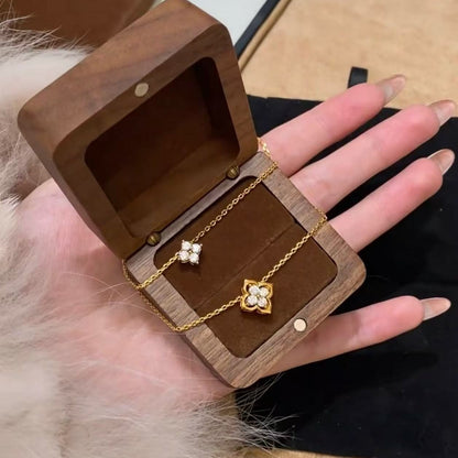 Pure Silver S925 French Retro Dragon Heart Same Style Four-Leaf Clover Detachable Necklace Light Luxury High-End Clavicle Chain for Women