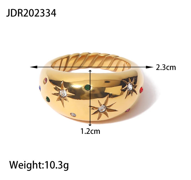 Ins Style Colorless High-end Simple Gold Steel Series Stainless Steel Plain Ring Jewelry