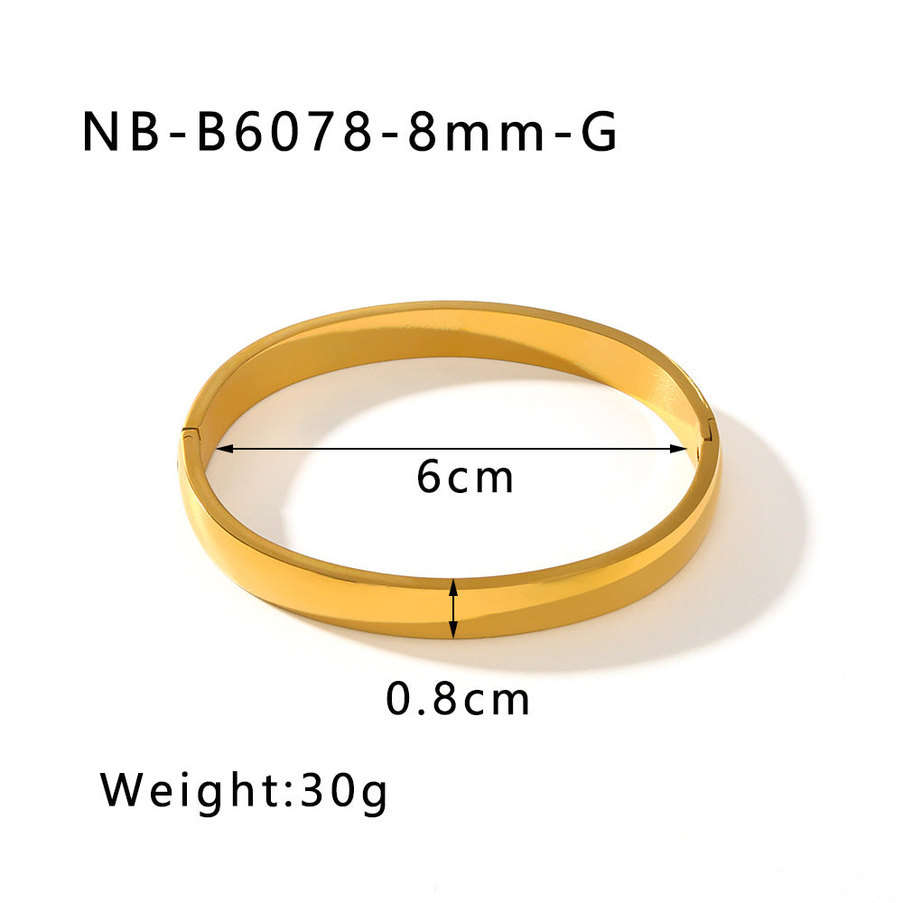 Hot-Selling Zircon Heart-Shaped Quadrilateral Geometric White Zircon Green Zircon Titanium Steel Real Gold Plated Color-Retaining Jewelry Bracelet