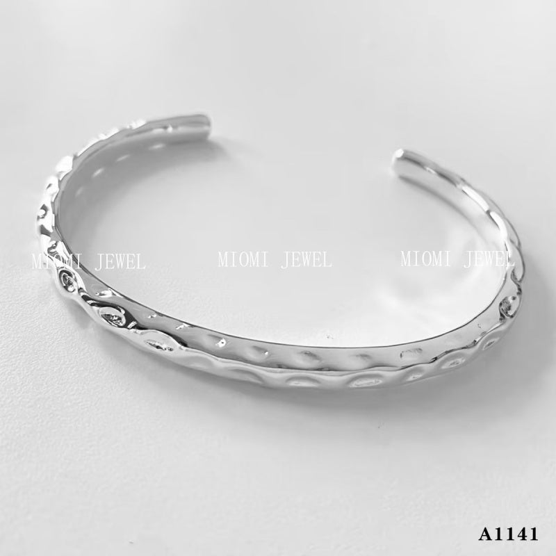Stackable Irregular Texture Heart Jewelry Set Stainless Steel Vacuum Plating Non-Fading Autumn Winter Bracelet Bangle